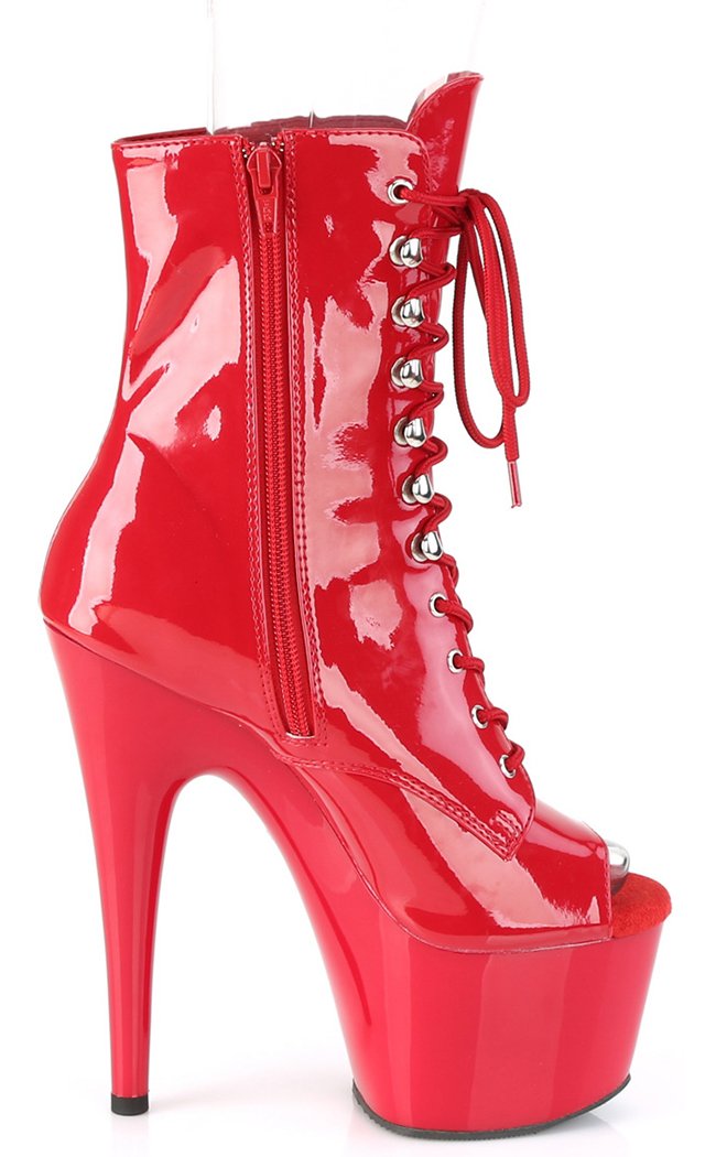 ADORE-1021 Red Pink Ankle Boots-Pleaser-Tragic Beautiful