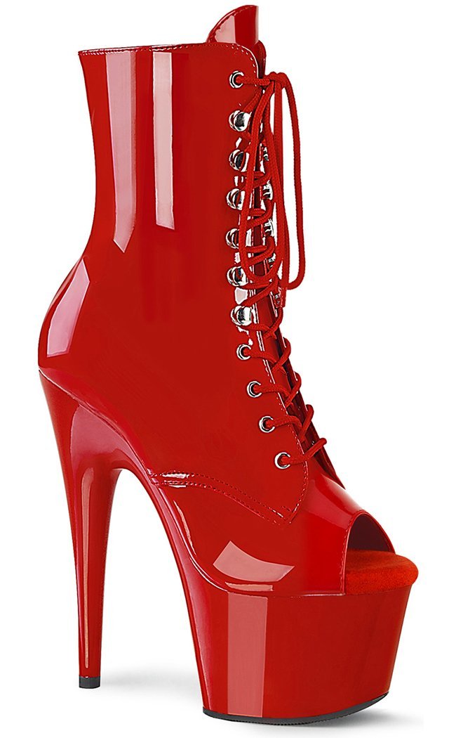 ADORE-1021 Red Pink Ankle Boots-Pleaser-Tragic Beautiful
