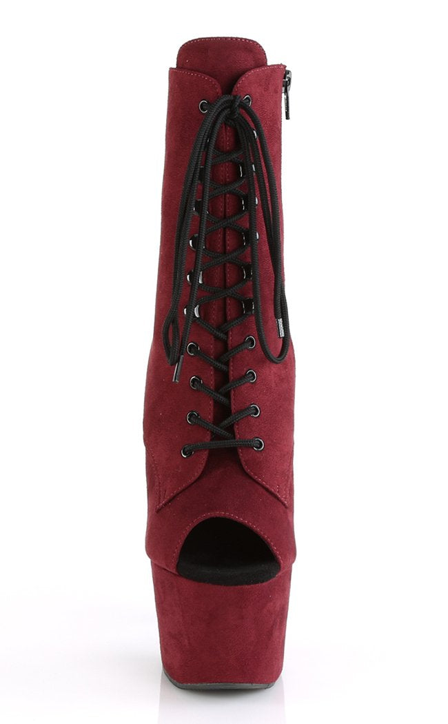 ADORE-1021FS Burgundy Faux Suede Ankle Boots-Pleaser-Tragic Beautiful