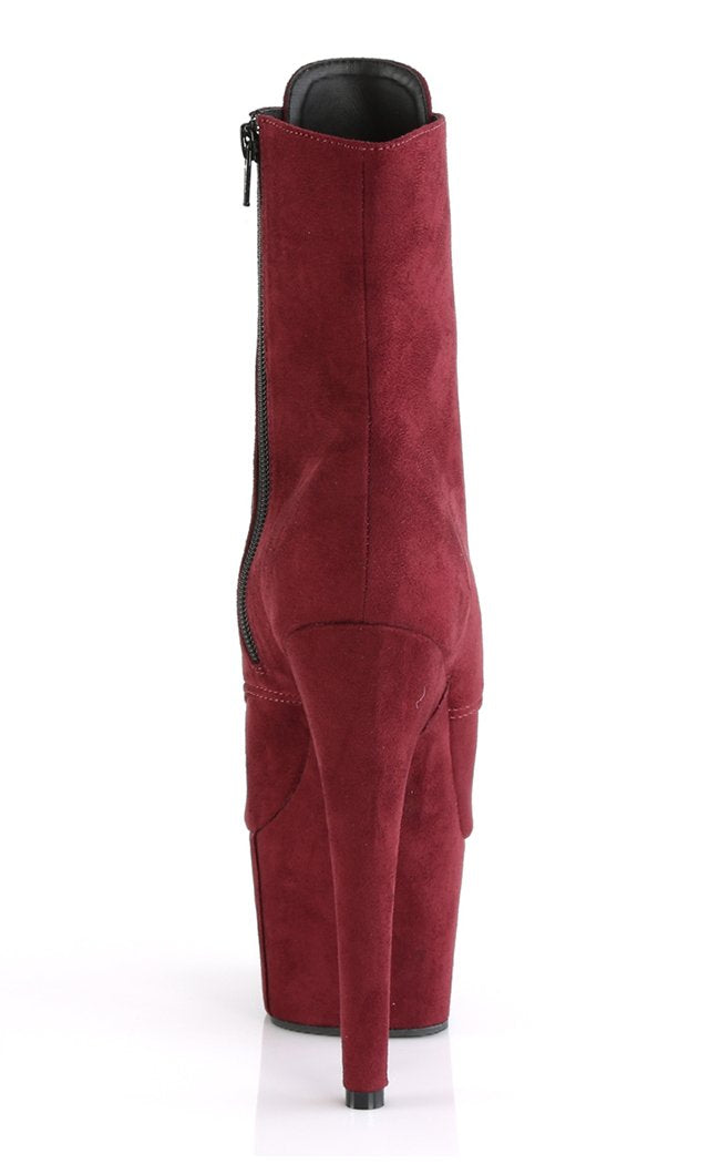 ADORE-1021FS Burgundy Faux Suede Ankle Boots-Pleaser-Tragic Beautiful
