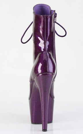 ADORE-1021GP Purple Glitter Patent Ankle Boots