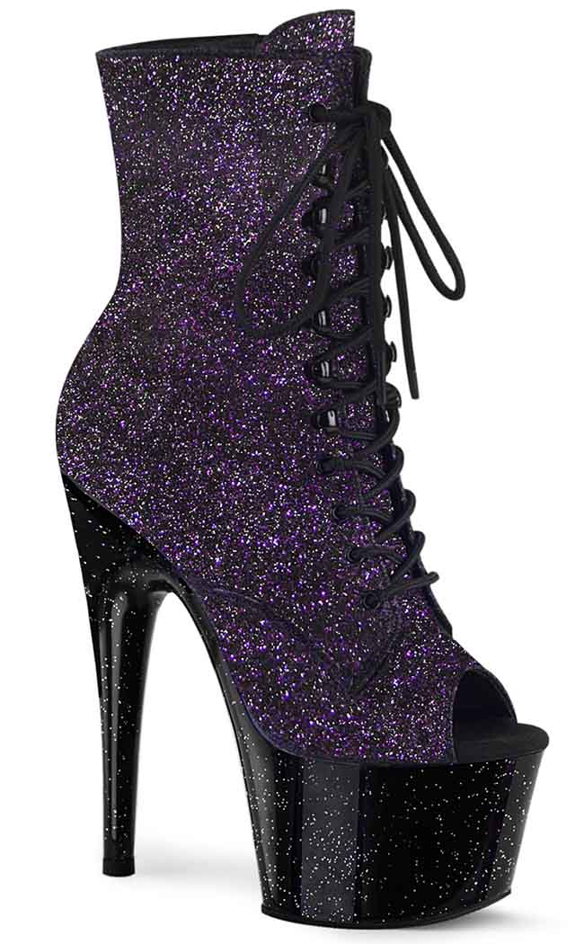 ADORE-1021MG Purple Glitter Ankle Boots-Pleaser-Tragic Beautiful