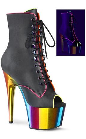 ADORE-1021RC-02 Black Matte/Rainbow Chrome Ankle Boots-Pleaser-Tragic Beautiful