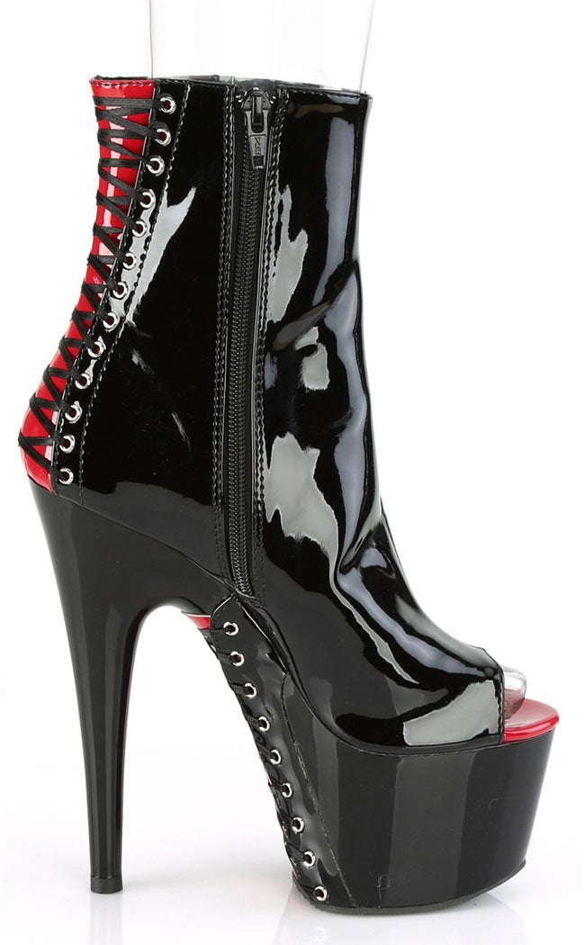 ADORE-1025 Black & Red Patent Boots-Pleaser-Tragic Beautiful