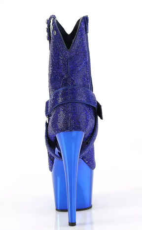 ADORE-1029CHRS Royal Blue Rhinestone Cowboy Ankle Boots-Pleaser-Tragic Beautiful