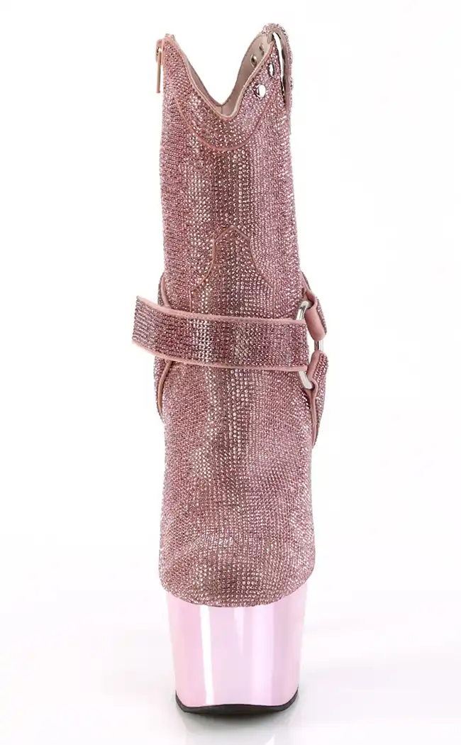 Pleaser ADORE-1029CHRS Pink Rhinestone Cowboy Boots