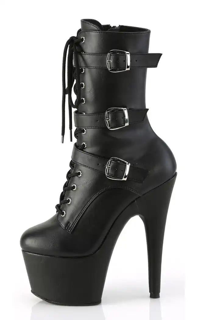 ADORE-1043 Black Faux Leather Boots-Pleaser-Tragic Beautiful