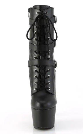 ADORE-1046 Black Faux Leather Matte Boots-Pleaser-Tragic Beautiful