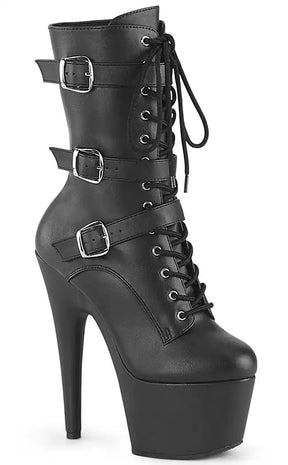 ADORE-1046 Black Faux Leather Matte Boots-Pleaser-Tragic Beautiful