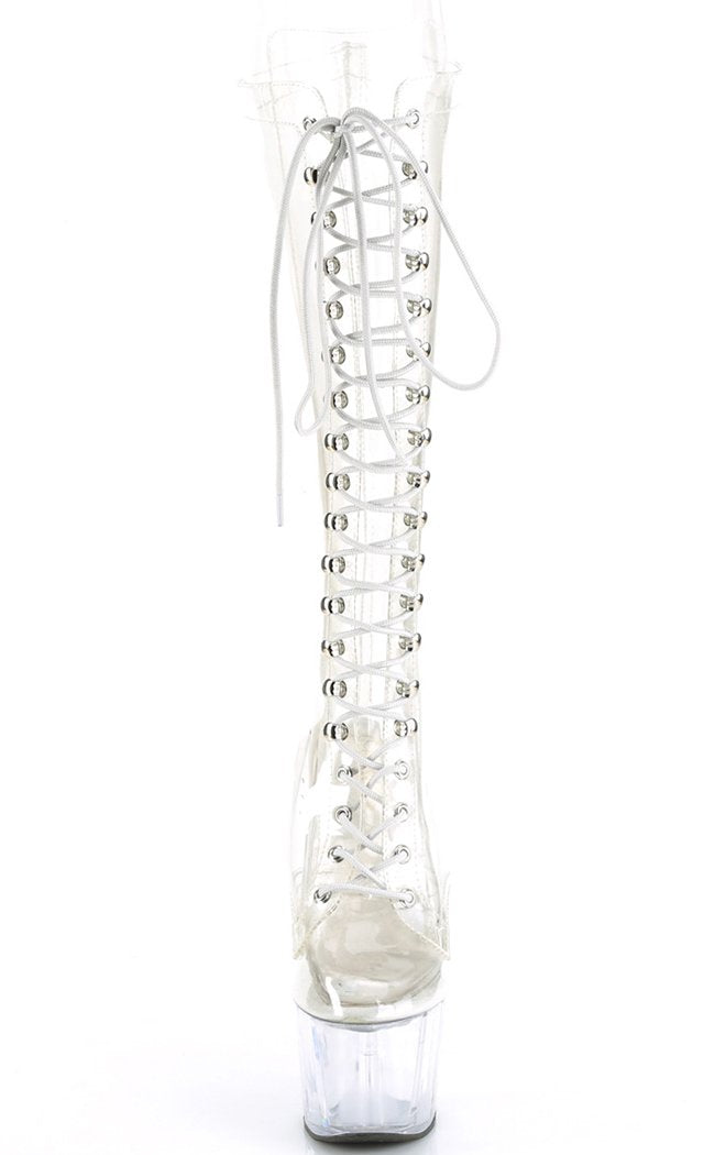 ADORE-2020C Clear Knee High Boots-Pleaser-Tragic Beautiful