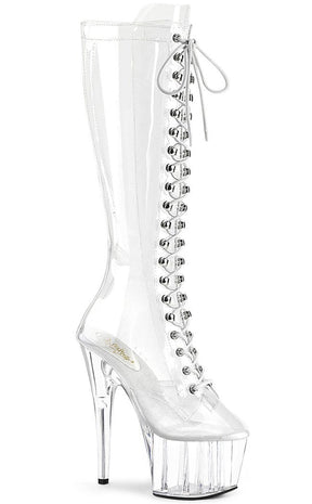 ADORE-2020C Clear Knee High Boots-Pleaser-Tragic Beautiful
