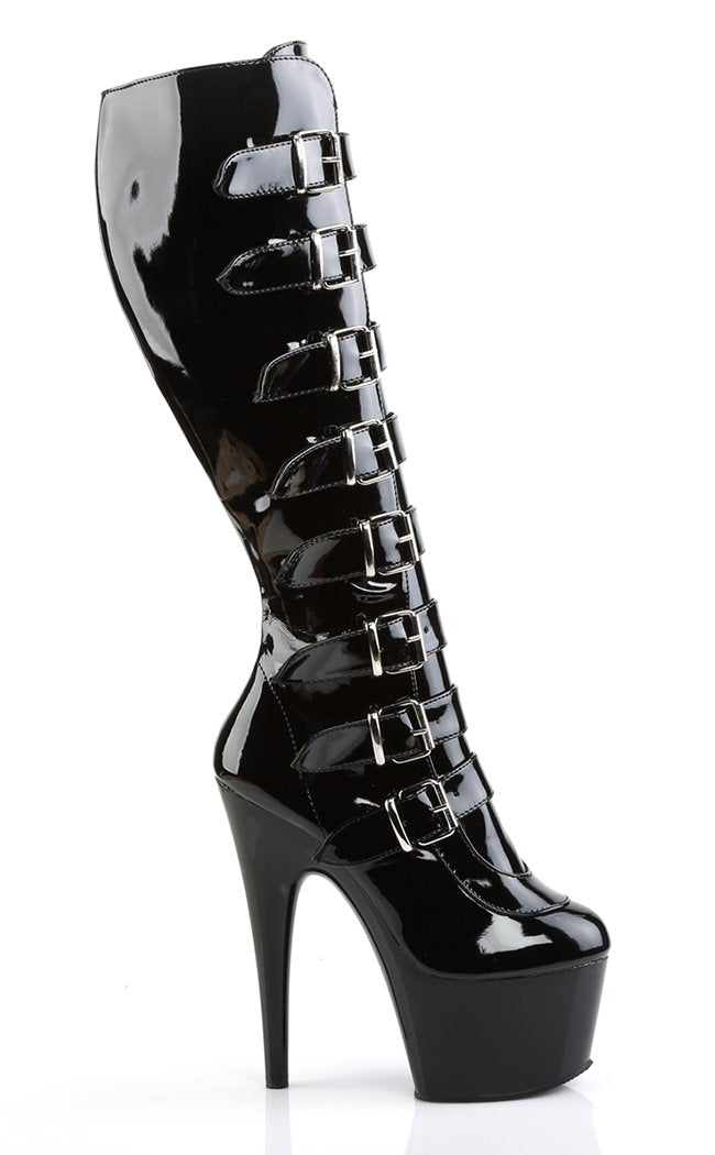 ADORE-2043 Black Knee High Boots-Pleaser-Tragic Beautiful