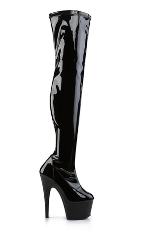 ADORE-3000 Black Patent Thigh High Stretch Boots-Pleaser-Tragic Beautiful