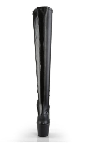 ADORE-3000 Black / Black Matte Thigh High Boots-Pleaser-Tragic Beautiful