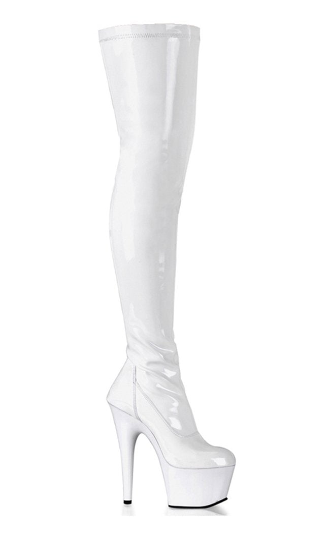 ADORE-3000 White Thigh High Boots-Pleaser-Tragic Beautiful