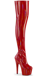 ADORE-3000HWR Red Hologram Thigh High Boots-Pleaser-Tragic Beautiful