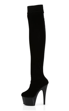 ADORE-3002 Black Velvet Thigh High Boots (AU Stock)-Pleaser-Tragic Beautiful