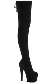 ADORE-3008 Black Faux Suede Thigh High Boots-Pleaser-Tragic Beautiful
