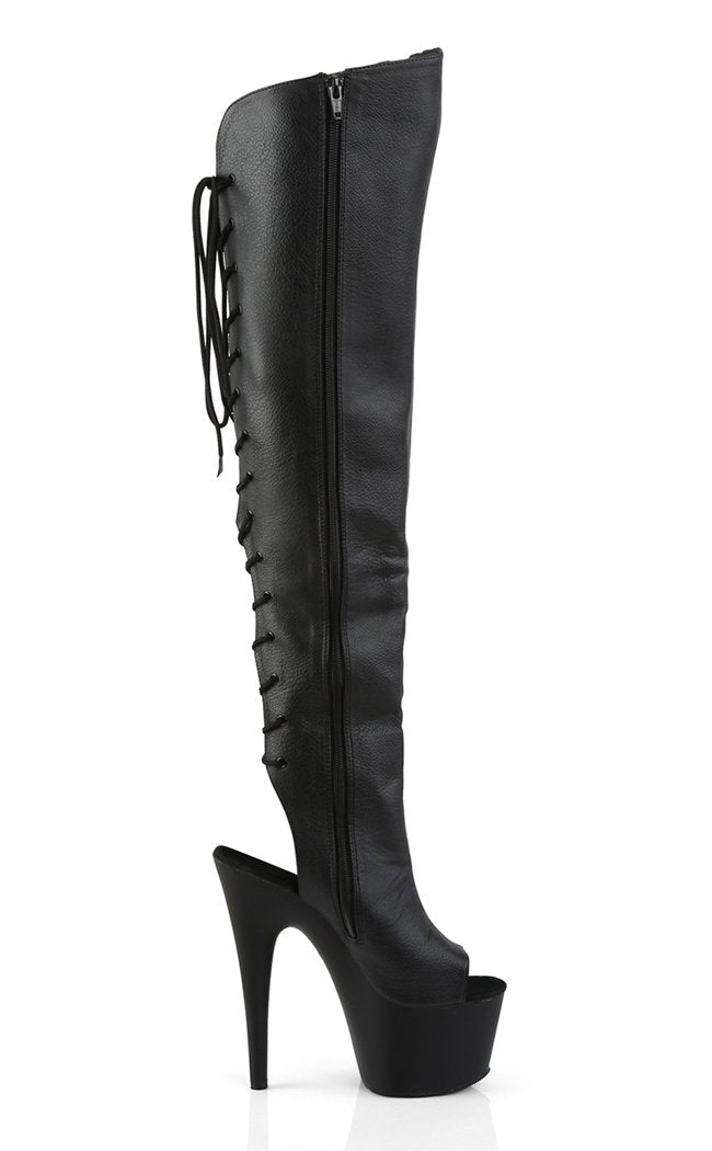 ADORE-3019 Black / Black Matte Thigh High Boots-Pleaser-Tragic Beautiful