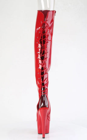 ADORE-3019HWR Red Holo Knee High Boots