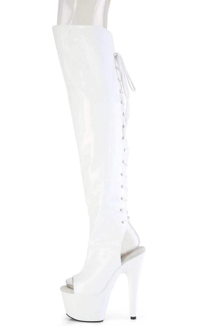 ADORE-3019HWR White Holo Knee High Boots
