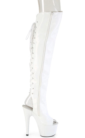 ADORE-3019HWR White Holo Knee High Boots