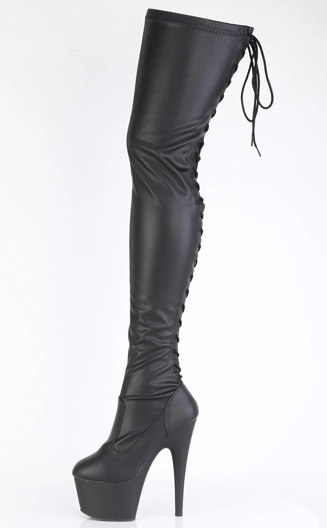 ADORE-3850 Black Vegan Leather Thigh High Boots