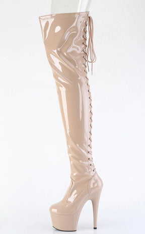 ADORE-3850 Nude Patent Thigh High Boots