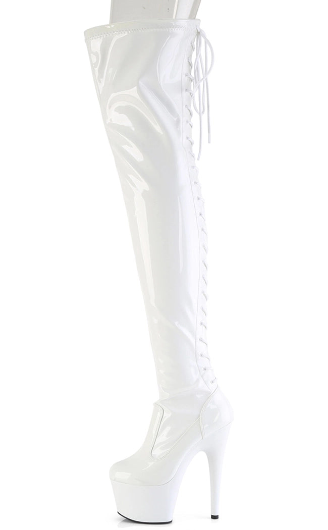 ADORE-3850 White Patent Thigh High Boots