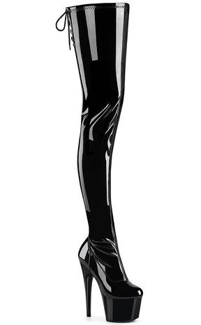 ADORE-4000SLT Black & Patent Black Crotch High Boots
