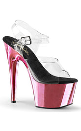 ADORE-708 Clear & Baby Pink Chrome Heels-Pleaser-Tragic Beautiful