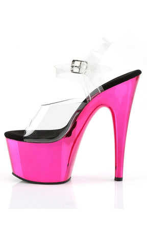 ADORE-708 Clear & Hot Pink Chrome Heels-Pleaser-Tragic Beautiful