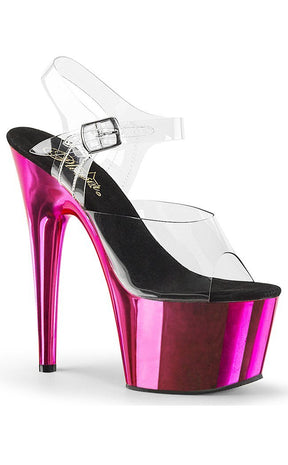 ADORE-708 Clear & Hot Pink Chrome Heels-Pleaser-Tragic Beautiful