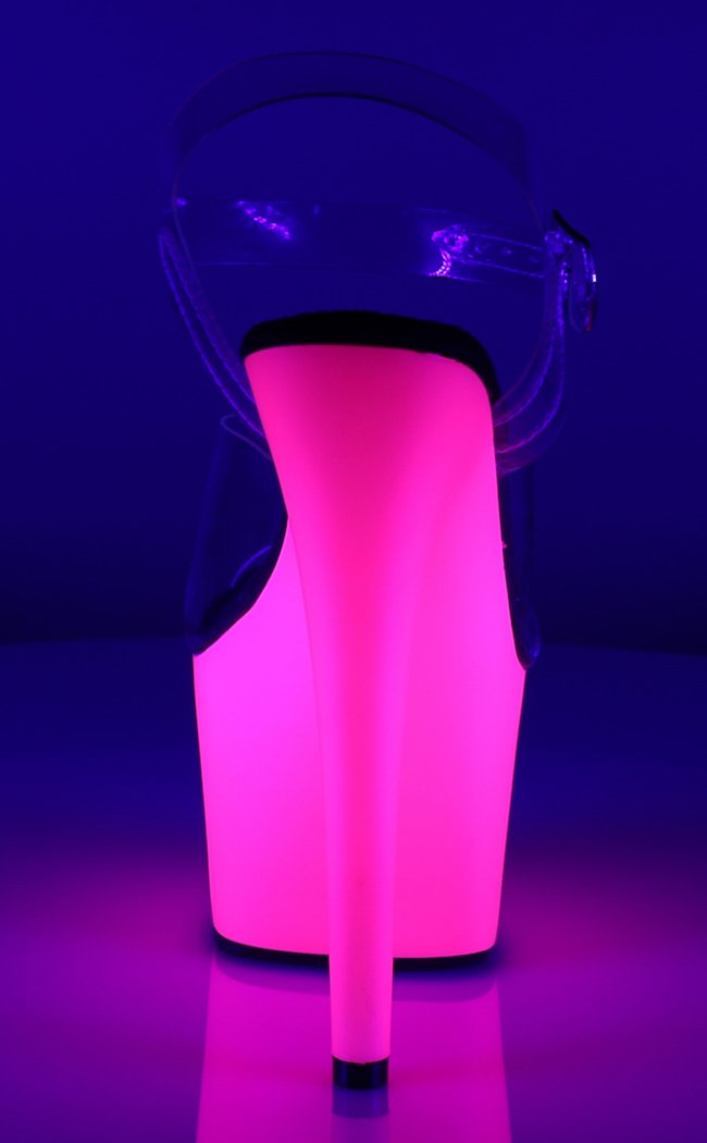 ADORE-708UV Clr/Neon Pink Heels-Pleaser-Tragic Beautiful