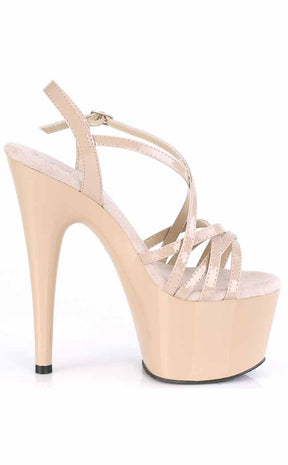 ADORE-713 Nude Patent Strappy Heels-Pleaser-Tragic Beautiful