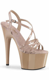 ADORE-713 Nude Patent Strappy Heels-Pleaser-Tragic Beautiful