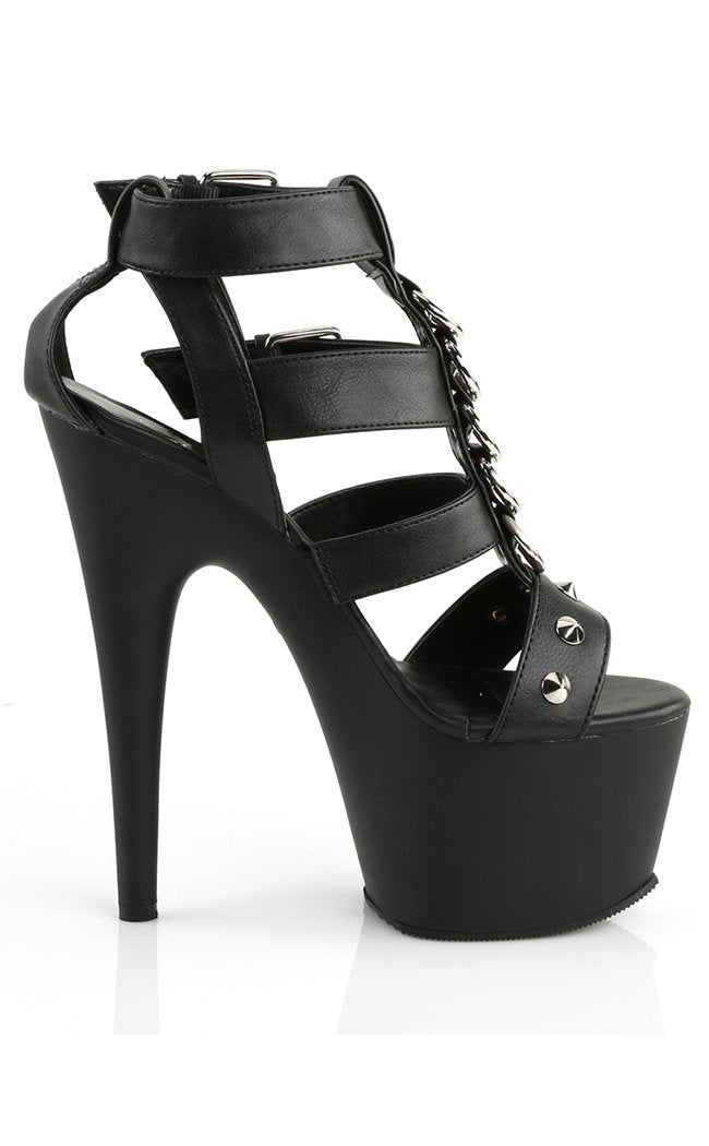ADORE-758 Black Faux Leather Heels-Pleaser-Tragic Beautiful