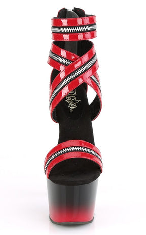 ADORE-766 Red Patent/ Blk-Red Zipper Heels-Pleaser-Tragic Beautiful