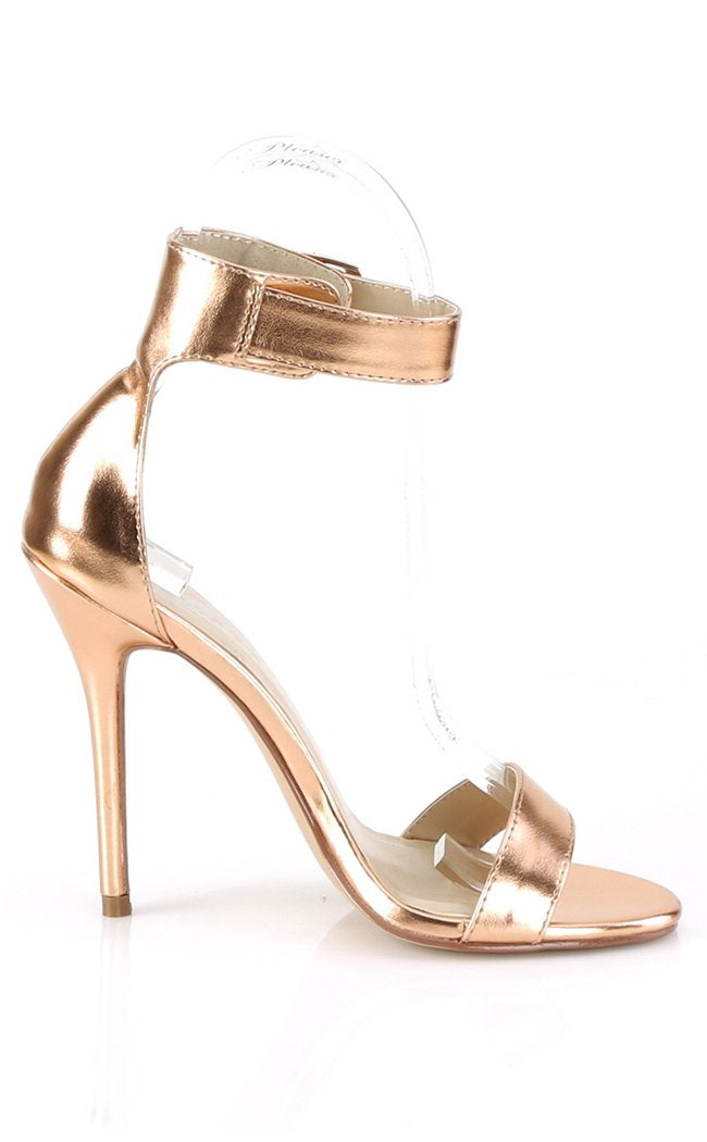 AMUSE-10 Rose Gold Metallic PU Heels-Pleaser-Tragic Beautiful