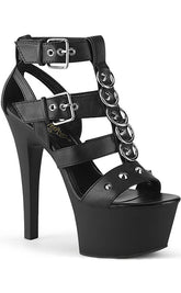 ASPIRE-658 Black Matte Gladiator Heels-Pleaser-Tragic Beautiful