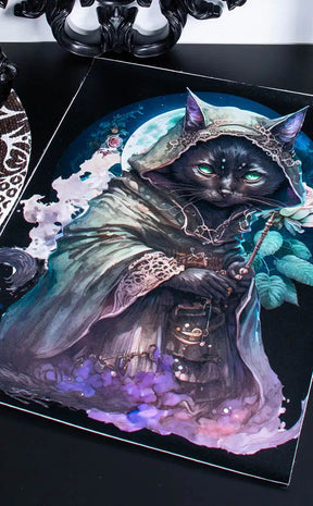 Abigail Magic Cat A3 Canvas Print-Gothic Gifts-Tragic Beautiful