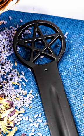 Aluminium Incense Holder | Black Pentagram-Incense-Tragic Beautiful