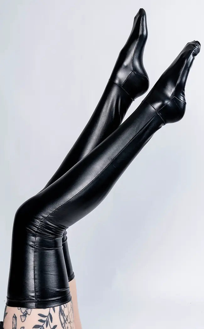 Anticipation Faux Latex Thigh High Stockings