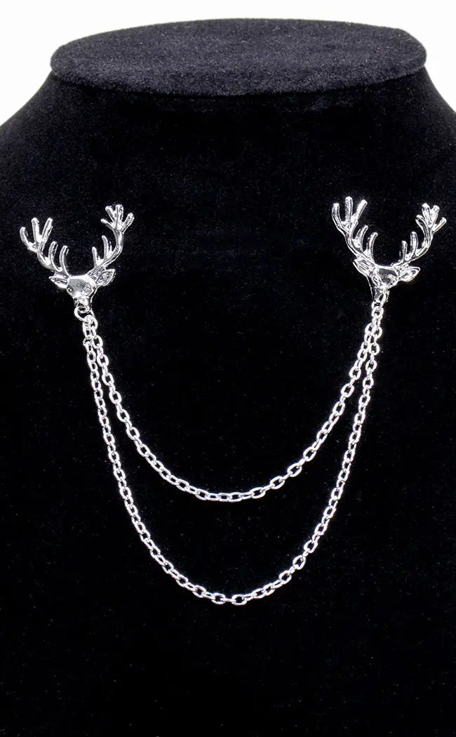 Antler Collar Clip Pins-Gothic Accessories-Tragic Beautiful