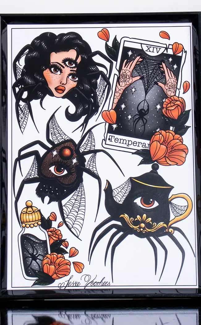 Arachnid Flash A4 Art Print-Jessie Voorhees-Tragic Beautiful