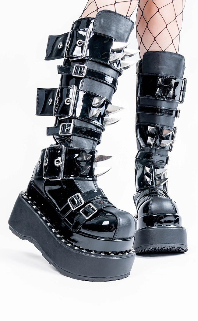 BEAR-215 Black Patent Knee-High Boots (AU Stock)