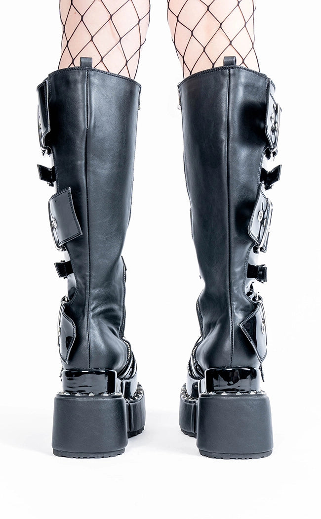 BEAR-215 Black Patent Knee-High Boots