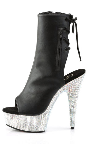 BEJEWELED-1018DM-6 Black Faux Leather Ankle Boots-Pleaser-Tragic Beautiful