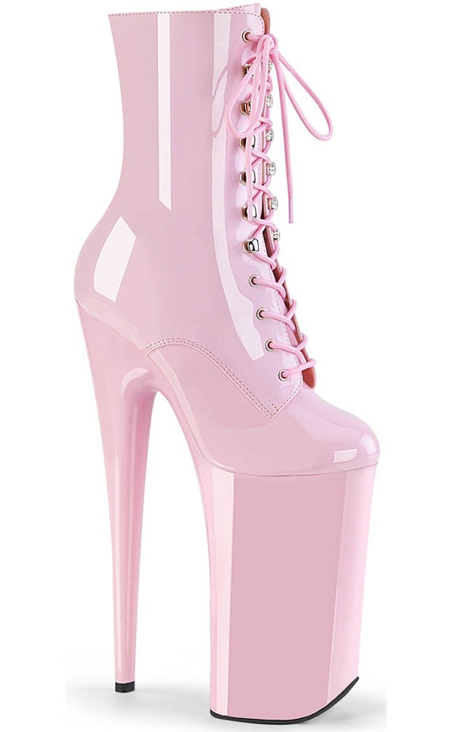 BEYOND-1020 Baby Pink Patent Ankle Boots-Pleaser-Tragic Beautiful