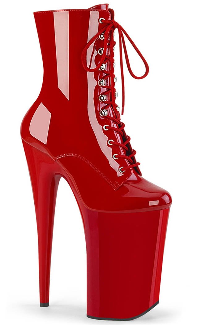 BEYOND-1020 Red Patent Ankle Boots-Pleaser-Tragic Beautiful